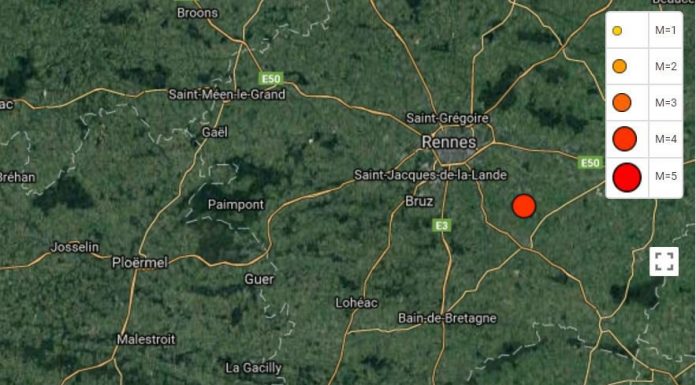 Bretagne: un tremblement de terre de 3,9 ressenti à Rennes Bretagne: un tremblement de terre de 3,9 ressenti à Rennes